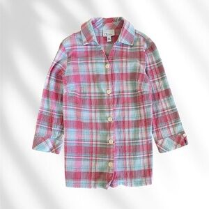 The TOG SHOP retro cottage‎ Plaid Cotton Blend Shirt S